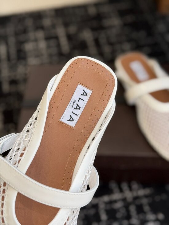 Alaïa White Mesh Mary Jane Muller Slippers - Picture 7 of 9